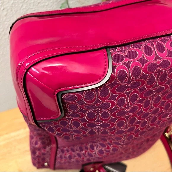 Coach Magenta Pink Raspberry Gold Patent Trim Shoulder Bag - Picture 9 of 15